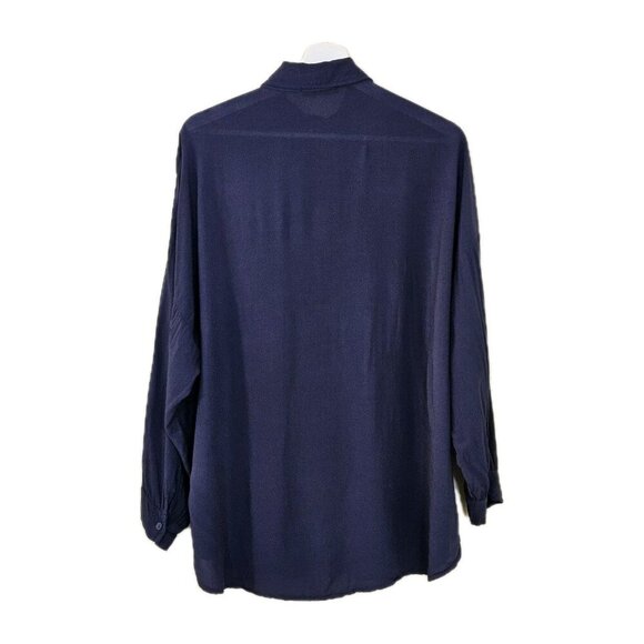 Lola Made In Italy Top Womens S Navy Buttons LS Lightweight Oversized Viscose - Picture 15 of 15